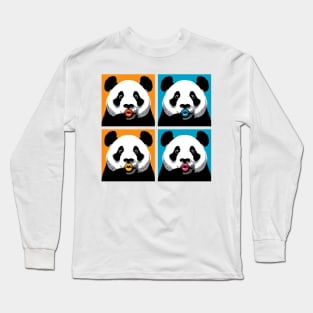 Pop Pursed Lips Panda - Funny Panda Art Long Sleeve T-Shirt